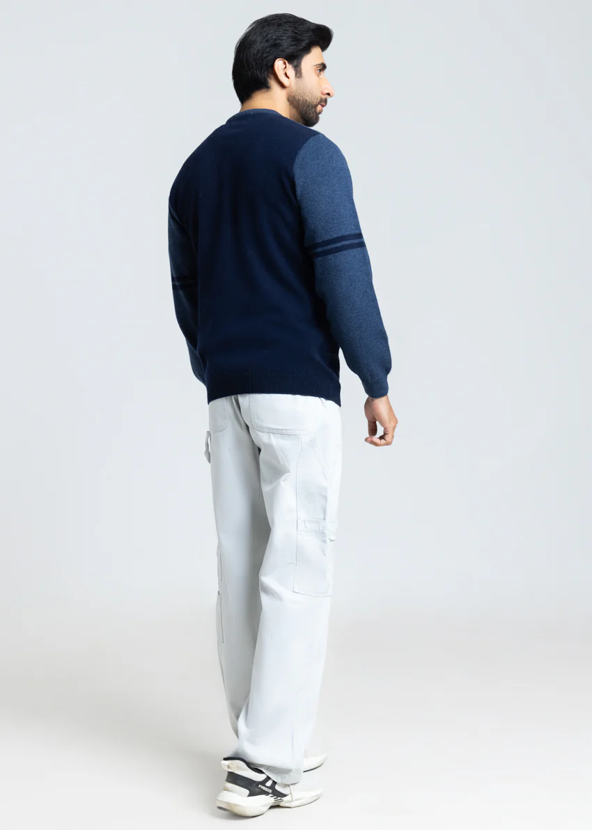 Dn-Blue-V-Neck Full Sleeves Sweater (522-14) - Image 2