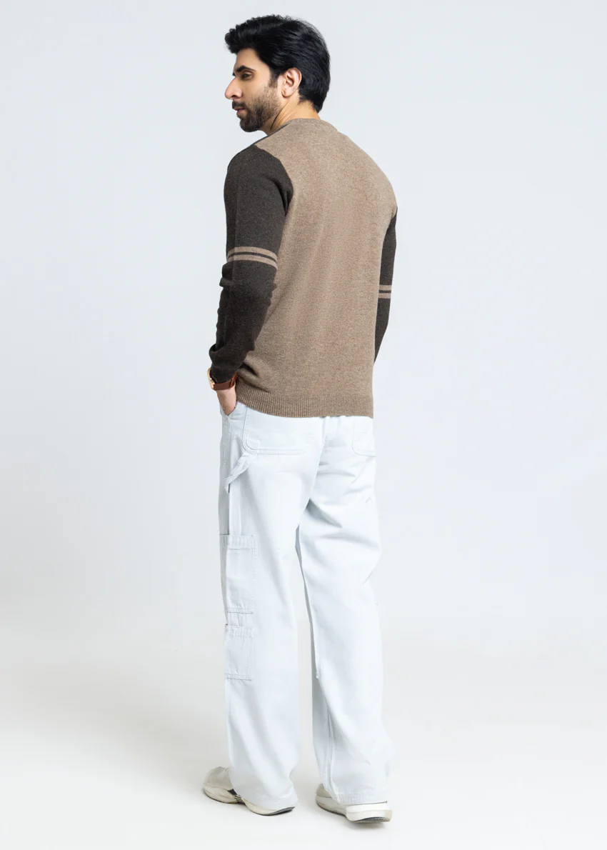 Linen-V-Neck Full Sleeves Sweater (522-14) - Image 2