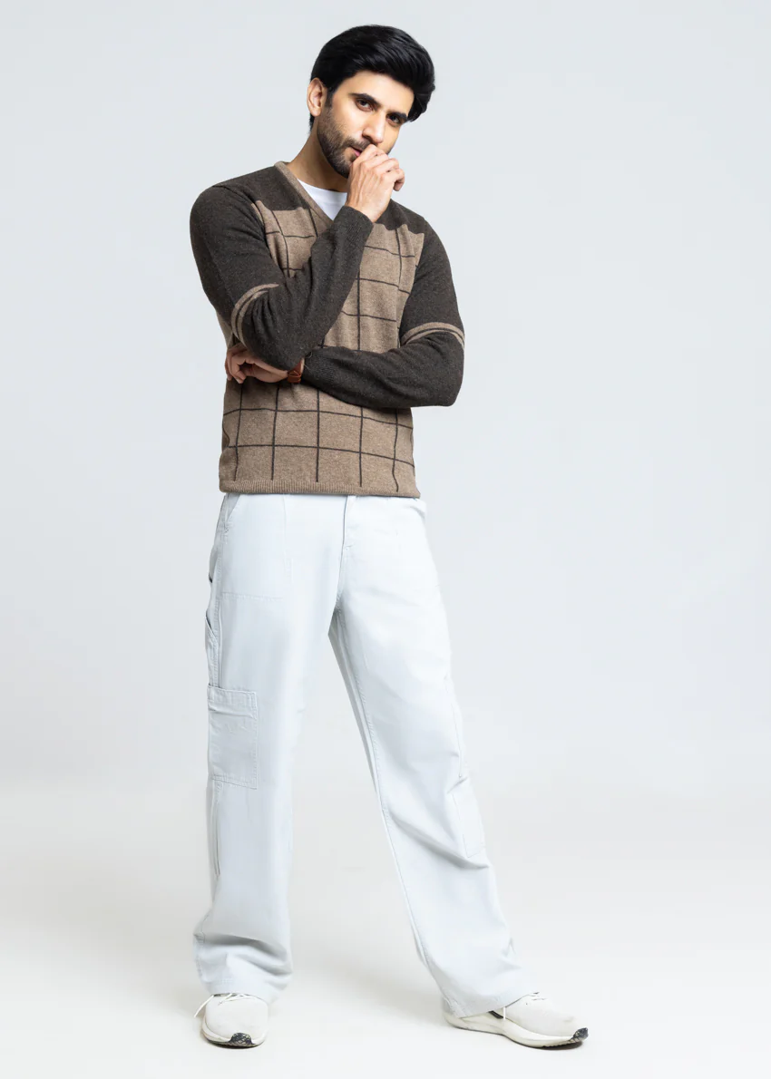 Linen-V-Neck Full Sleeves Sweater (522-14) - Image 3