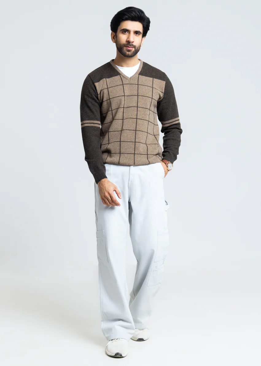 Linen-V-Neck Full Sleeves Sweater (522-14) - Image 4