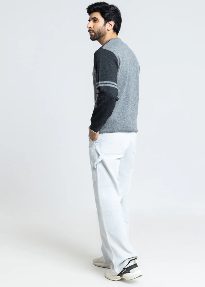 St-Grey-V-Neck Full Sleeves Sweater (522-14) - Image 2