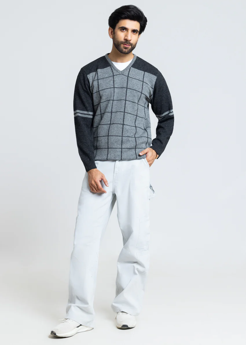 St-Grey-V-Neck Full Sleeves Sweater (522-14) - Image 4