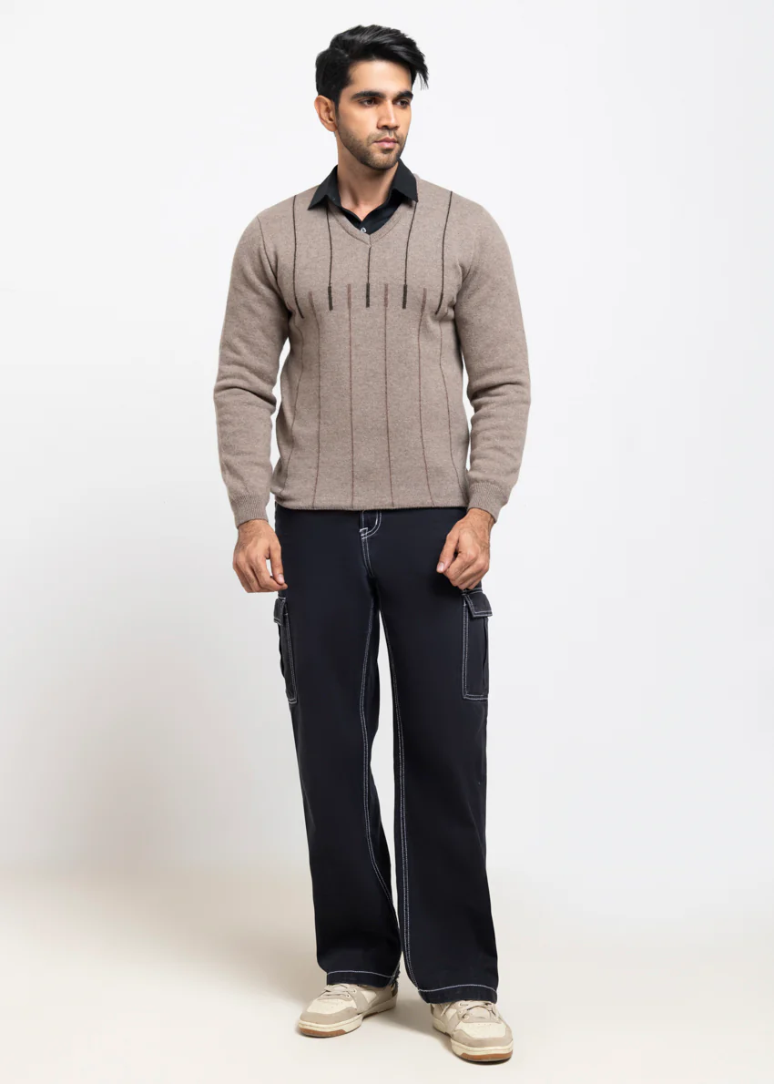 Moon Rock-V-Neck Full Sleeves Sweater (523-14) - Image 3