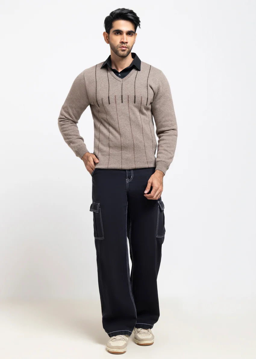 Moon Rock-V-Neck Full Sleeves Sweater (523-14) - Image 5