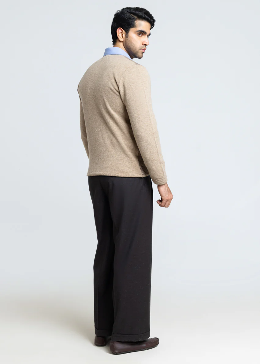 Mushroom-V-Neck Full Sleeves Sweater (524-14) - Image 2