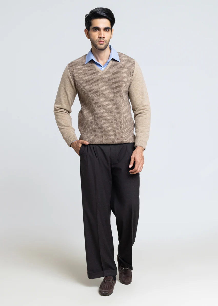 Mushroom-V-Neck Full Sleeves Sweater (524-14) - Image 5