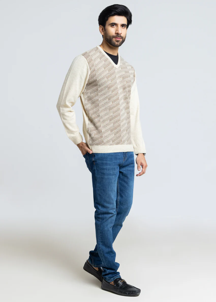 Swan-V-Neck Full Sleeves Sweater (524-14) - Image 3