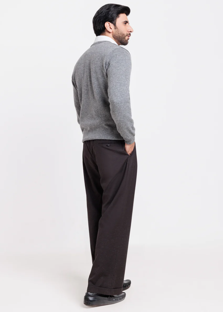St-Gray-V-Neck Full Sleeves Sweater (526-14) - Image 2