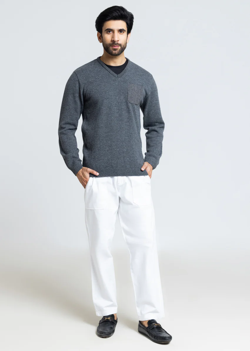 Black-V-Neck Full Sleeves Sweater (552-14) - Image 4