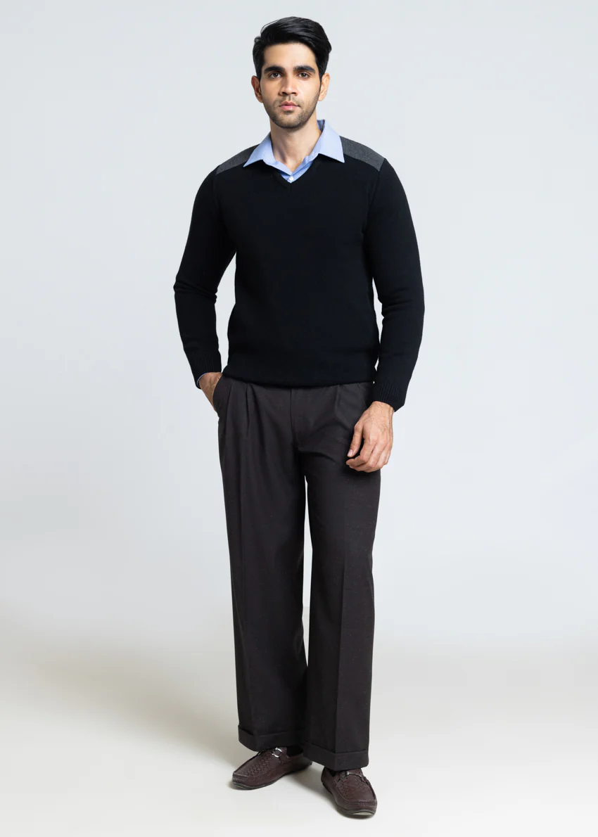 J-Black-V-Neck Full Sleeves Sweater (553-14) - Image 4