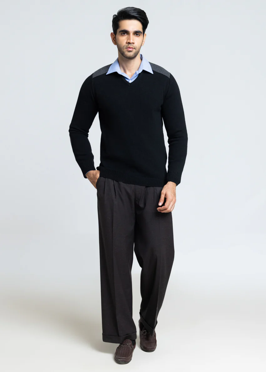 J-Black-V-Neck Full Sleeves Sweater (553-14) - Image 5