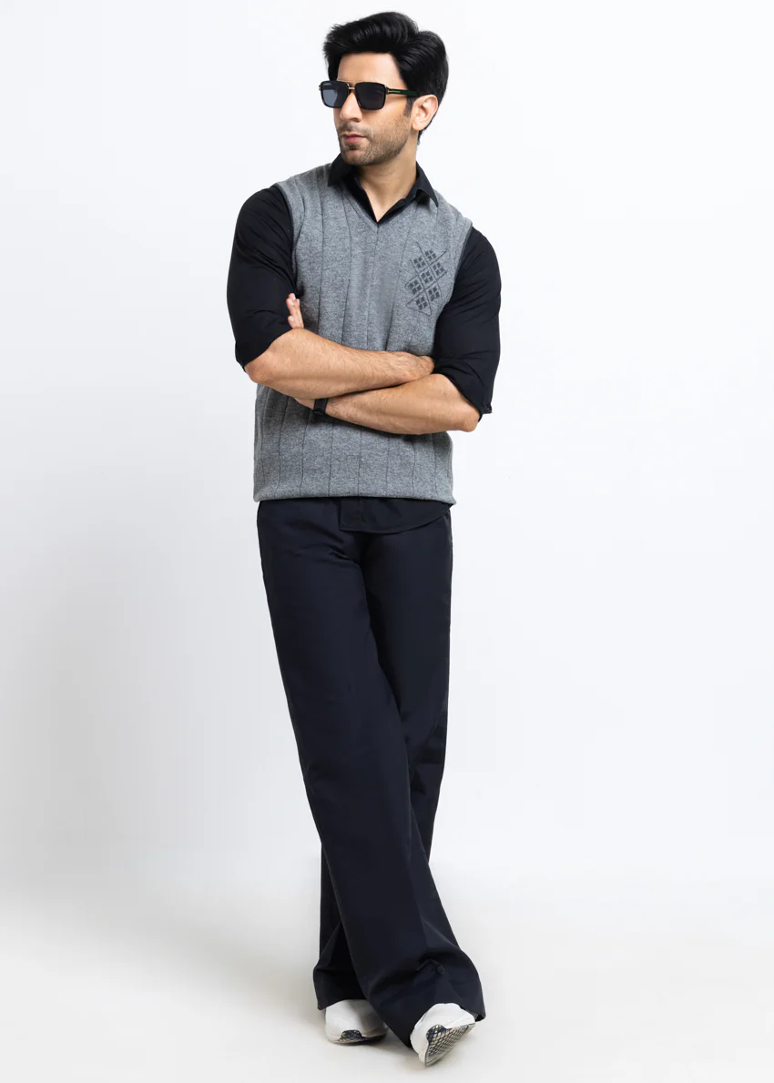 St-Grey-V-Neck Sando Sweater (652-14) - Image 3