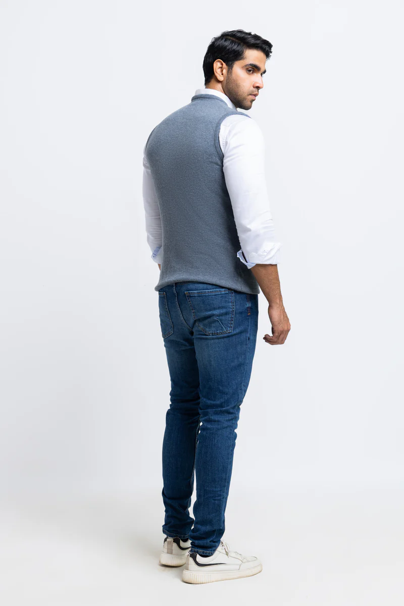 V-Blue-V-Neck Sando Sweater (653-14) - Image 2