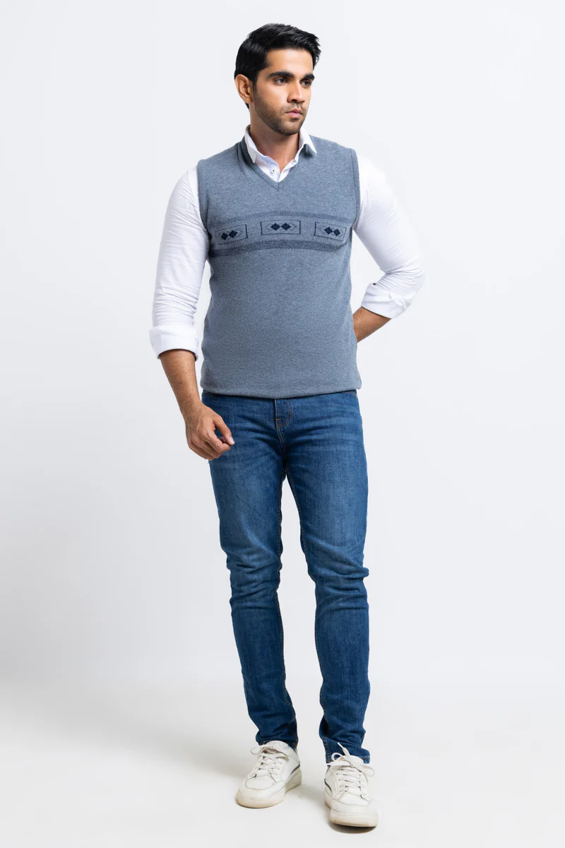 V-Blue-V-Neck Sando Sweater (653-14) - Image 4
