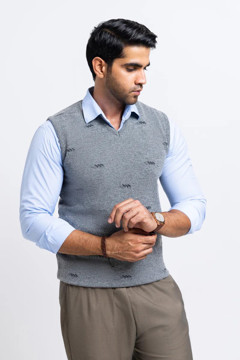 St-Grey-V-Neck Sando Sweater (655-14) - Image 3