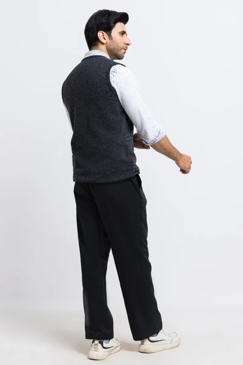 D-Black-V-Neck Sando Sweater (656-14) - Image 2