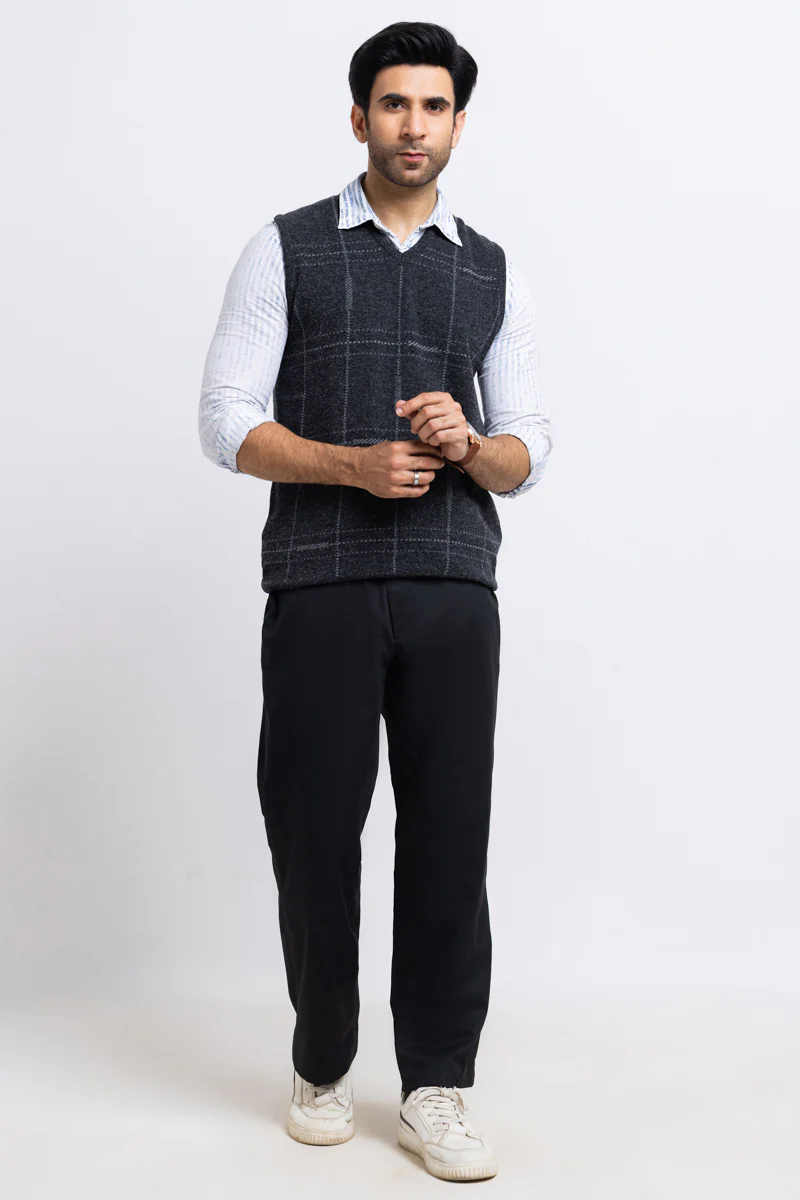 D-Black-V-Neck Sando Sweater (656-14) - Image 3