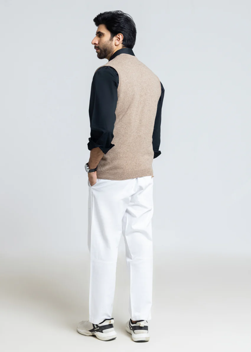 M-Beige-V-Neck Sando Sweater (661-14) - Image 2