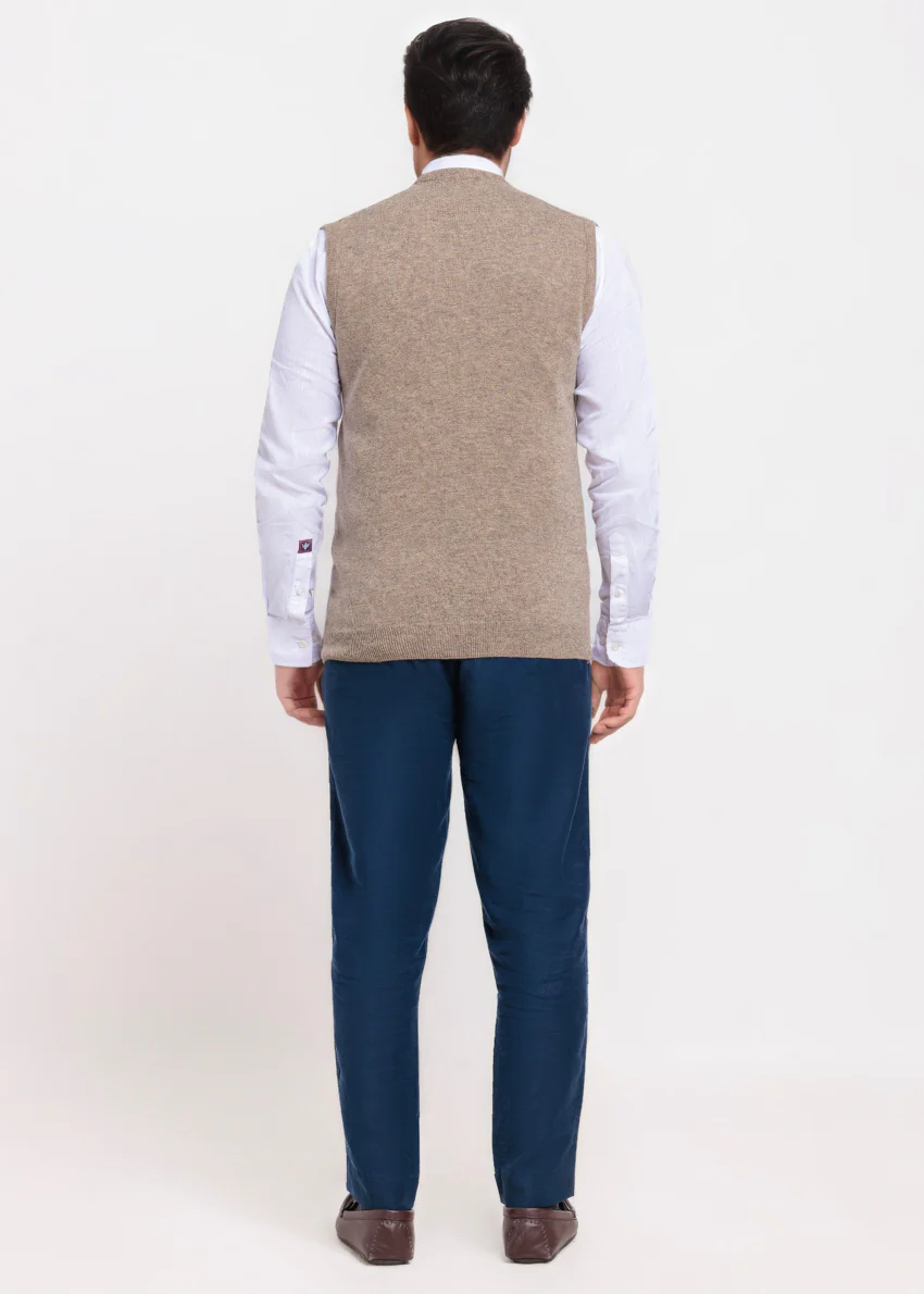 Nl-Beige-V-Neck Sando Sweater (662-14) - Image 2