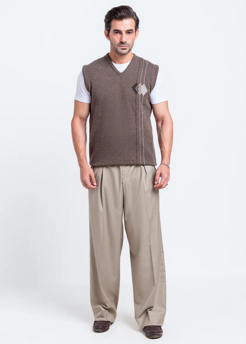 N-Brown-V-Neck Sando Sweater (666-14) - Image 3