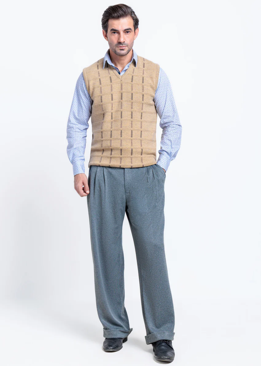 Wheat-V-Neck Sando Sweater (667-14) - Image 3