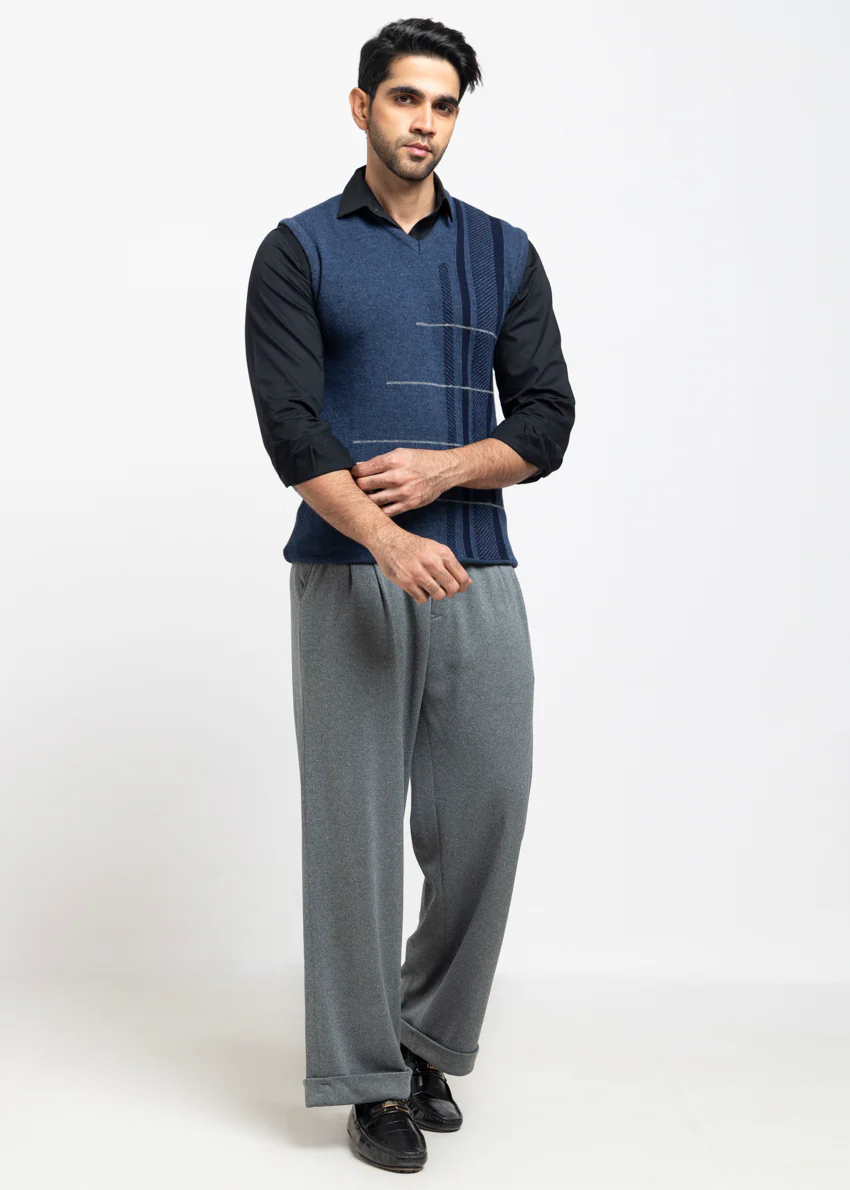 N-D-Blue-V-Neck Sando Sweater (668-14) - Image 3