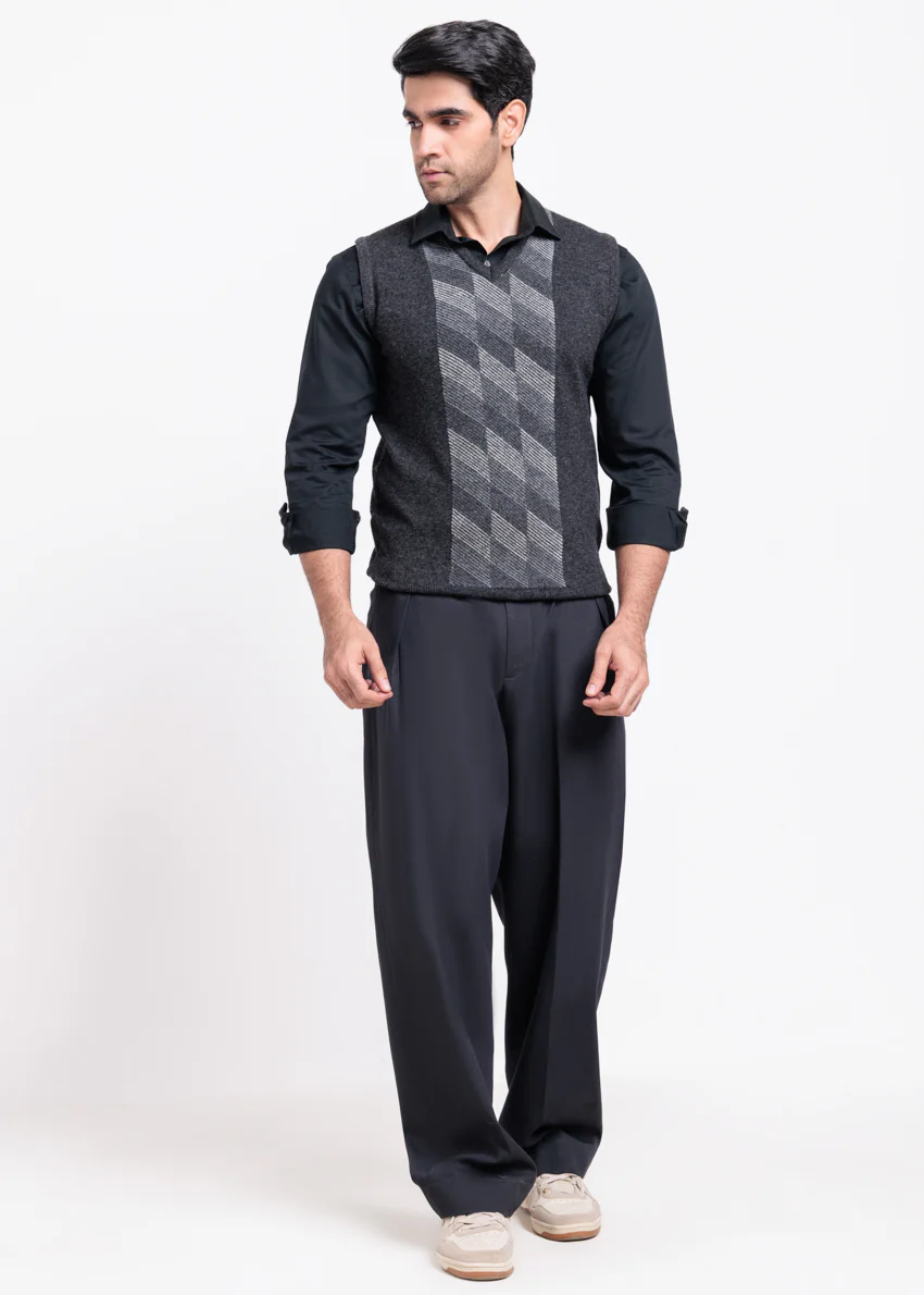 D-Black-V-Neck Sando Sweater (670-14) - Image 3