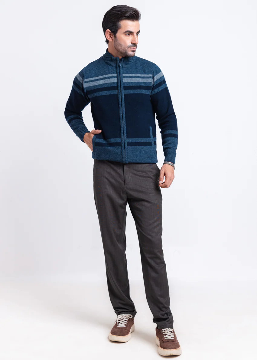 N-D-Blue-Turtle Neck Zipper Full Sleeves Sweater (752-14) - Image 3