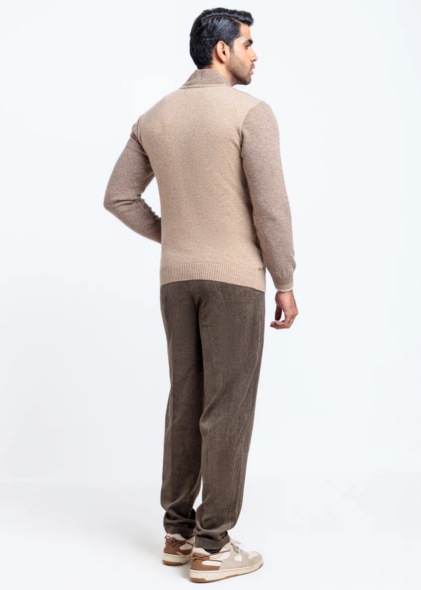Mashroom-Baseball Collar Zipper Full Sleeves Sweater (754-14) - Image 2