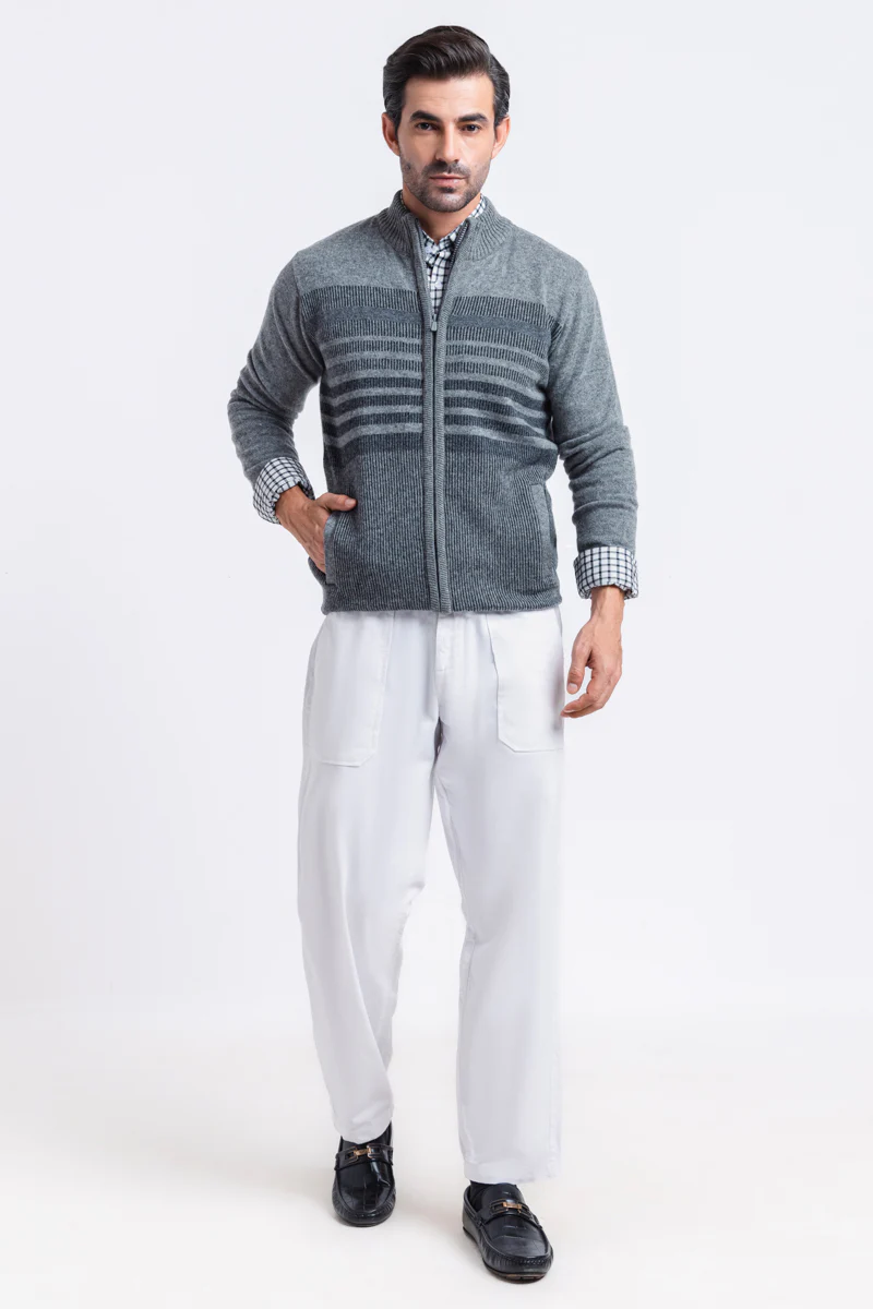 St-Grey-Turtle Neck Zipper Full Sleeves Sweater (757-14) - Image 4