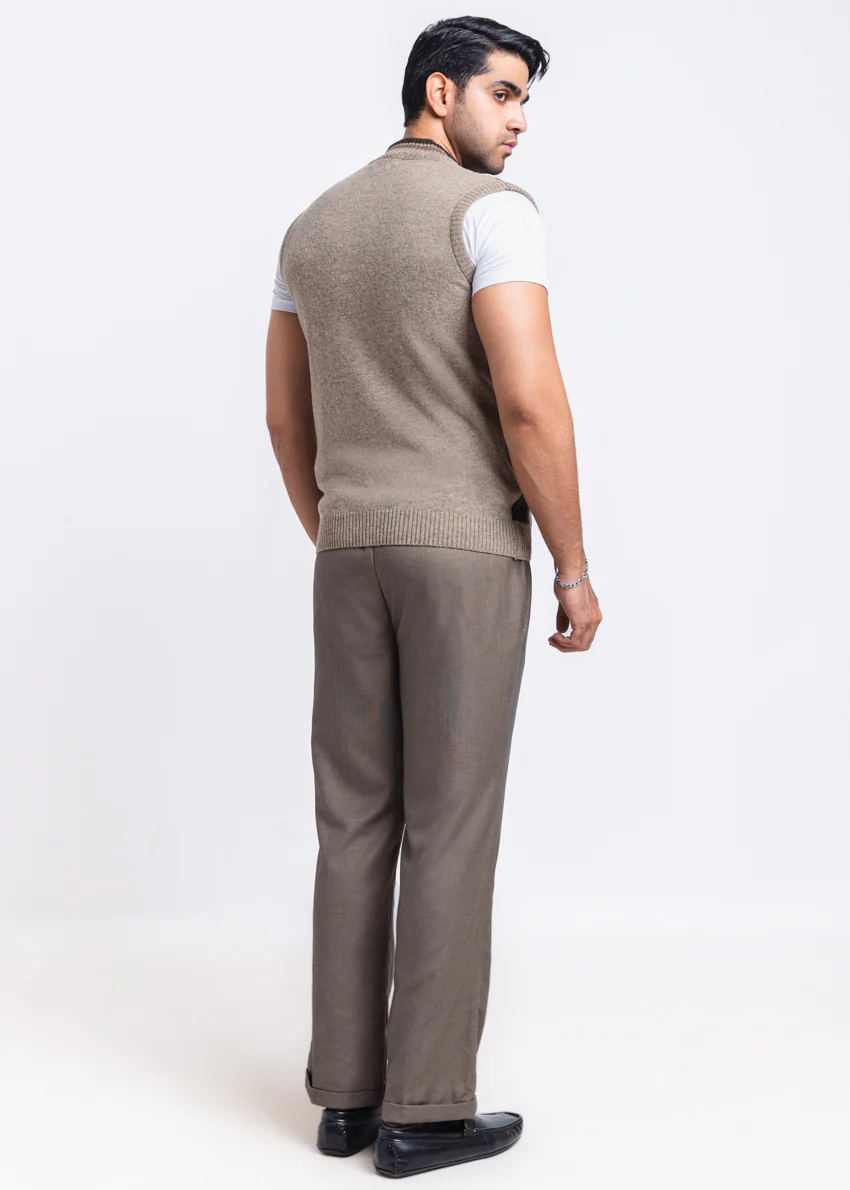 Nl-Beige-Turtle Neck Zipper Sando Sweater (783-14) - Image 2