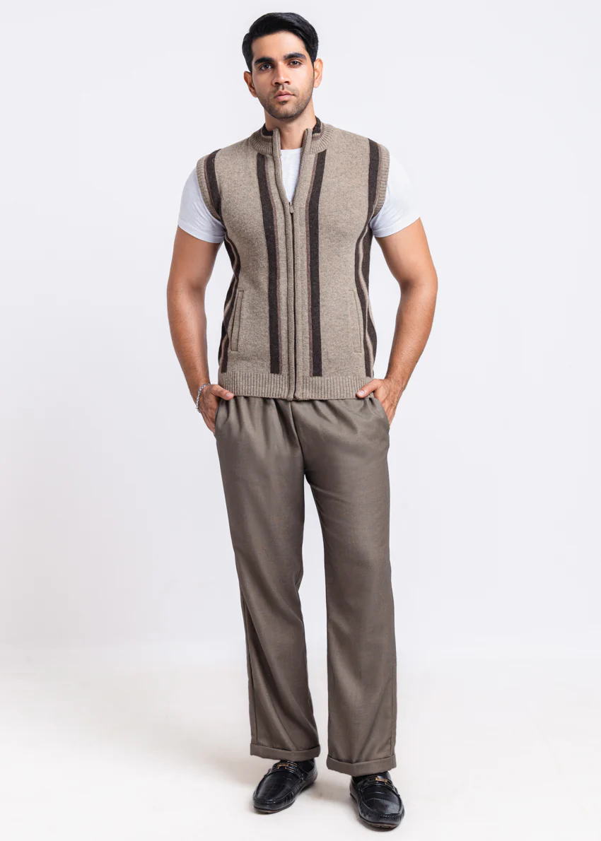 Nl-Beige-Turtle Neck Zipper Sando Sweater (783-14) - Image 5
