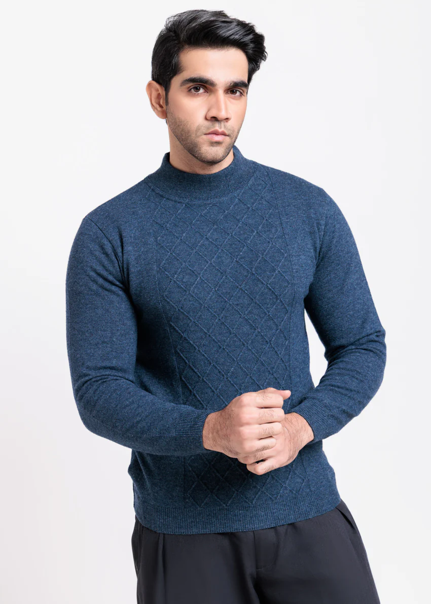 N-D-Blue-Round Turtle Neck Full Sleeve Sweater (851-14) - Image 2