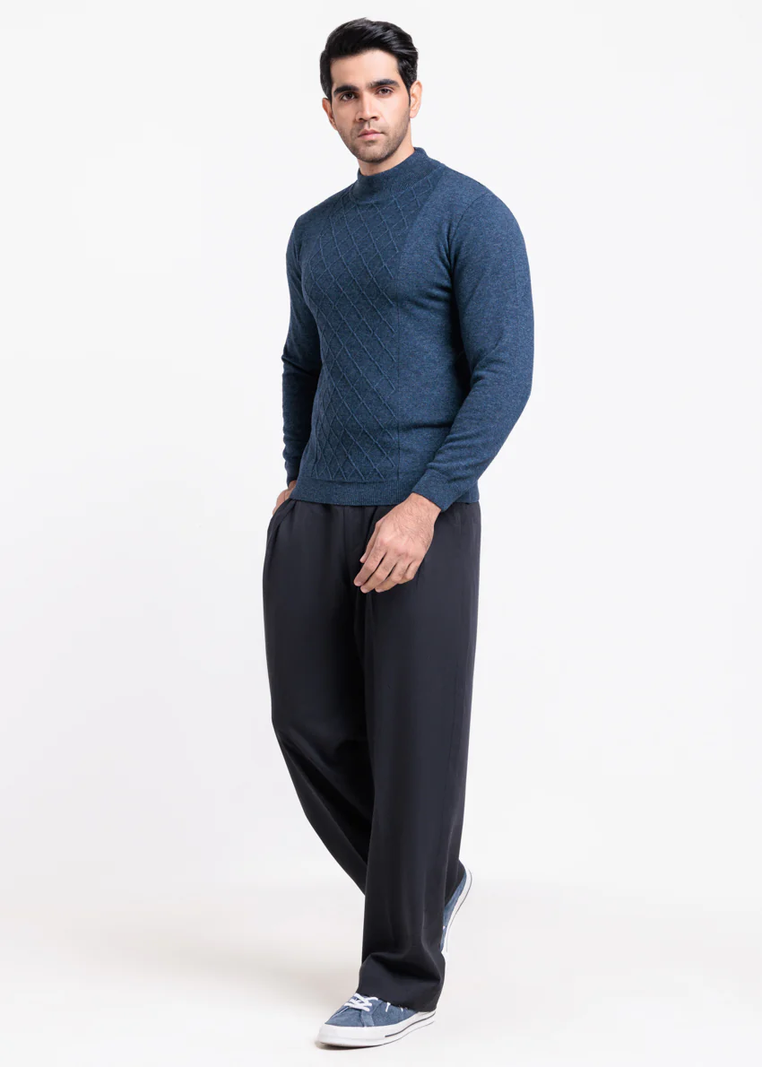 N-D-Blue-Round Turtle Neck Full Sleeve Sweater (851-14) - Image 4