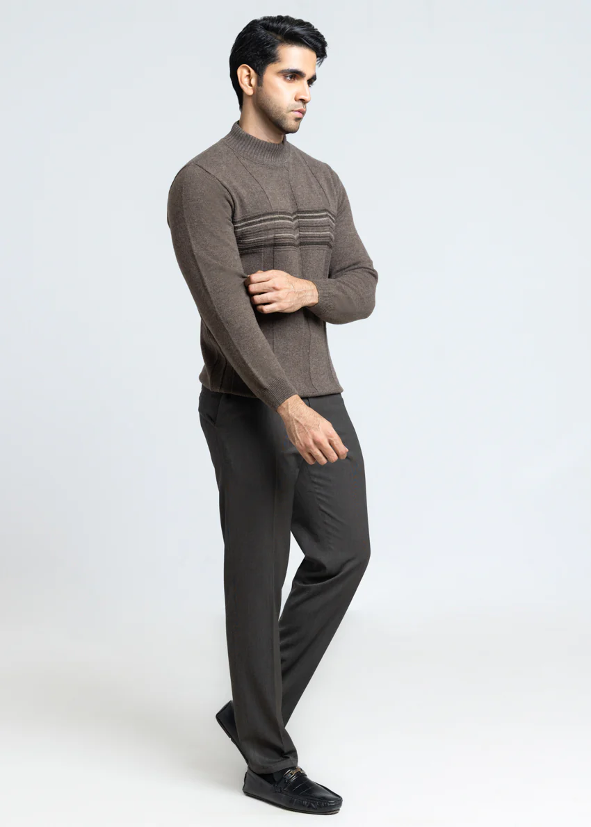 N-Brown-Round Turtle Neck Full Sleeves Sweater (852-14) - Image 3