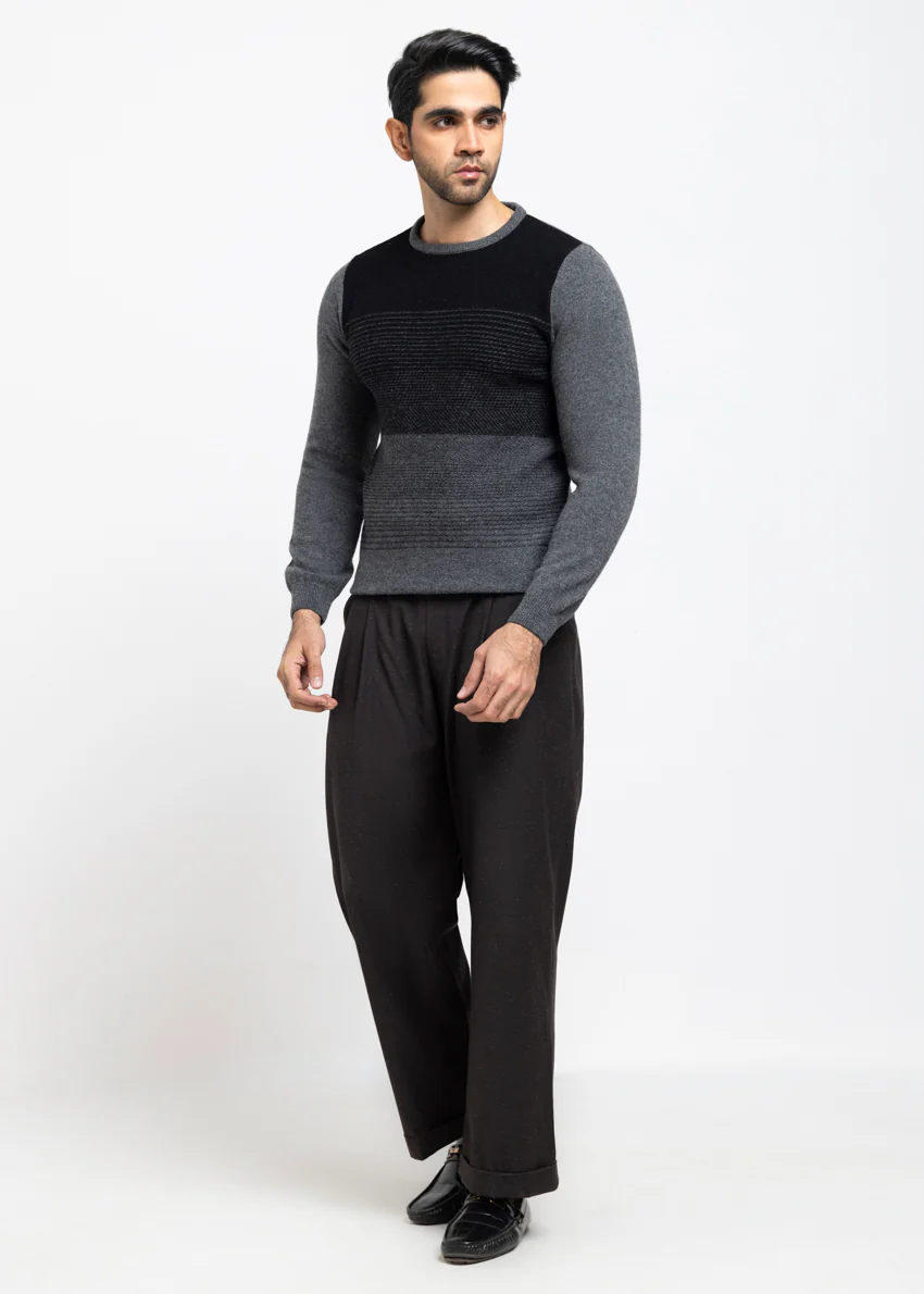 Black-Round Neck Full Sleeves Sweater (853-14) - Image 4