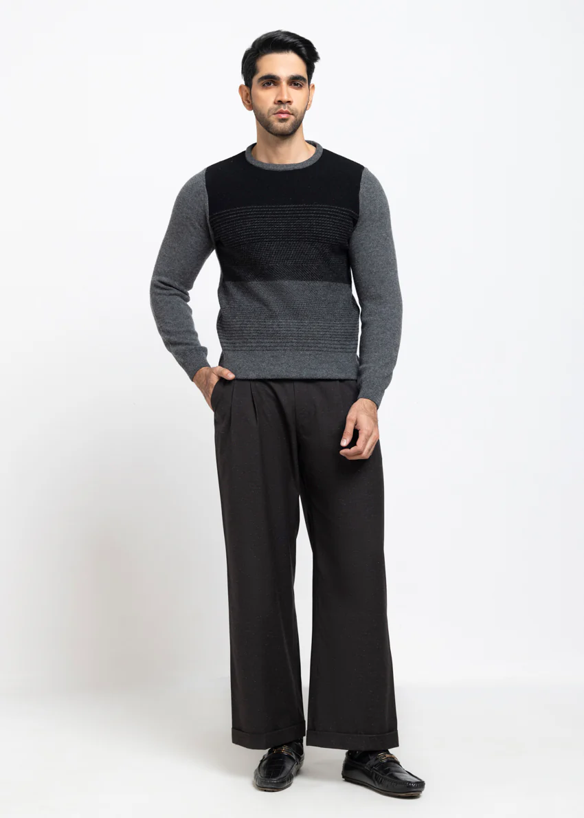 Black-Round Neck Full Sleeves Sweater (853-14) - Image 5
