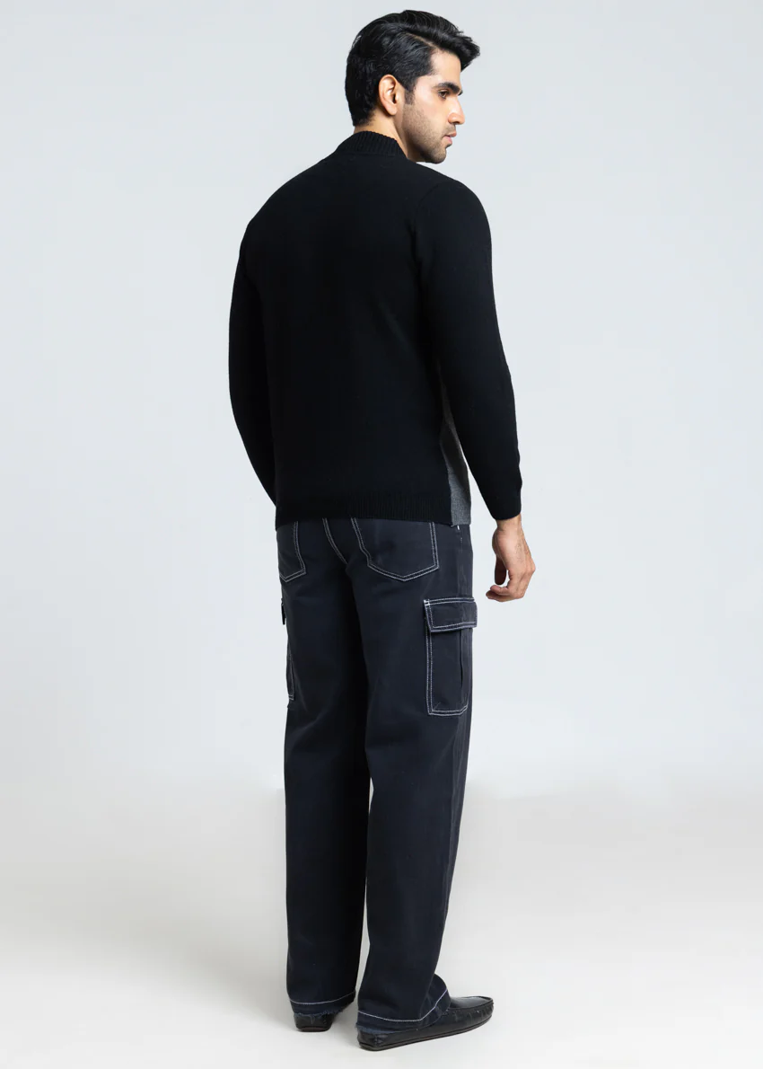 J-Black-Round Turtle Neck Full Sleeves Sweater (854-14) - Image 2