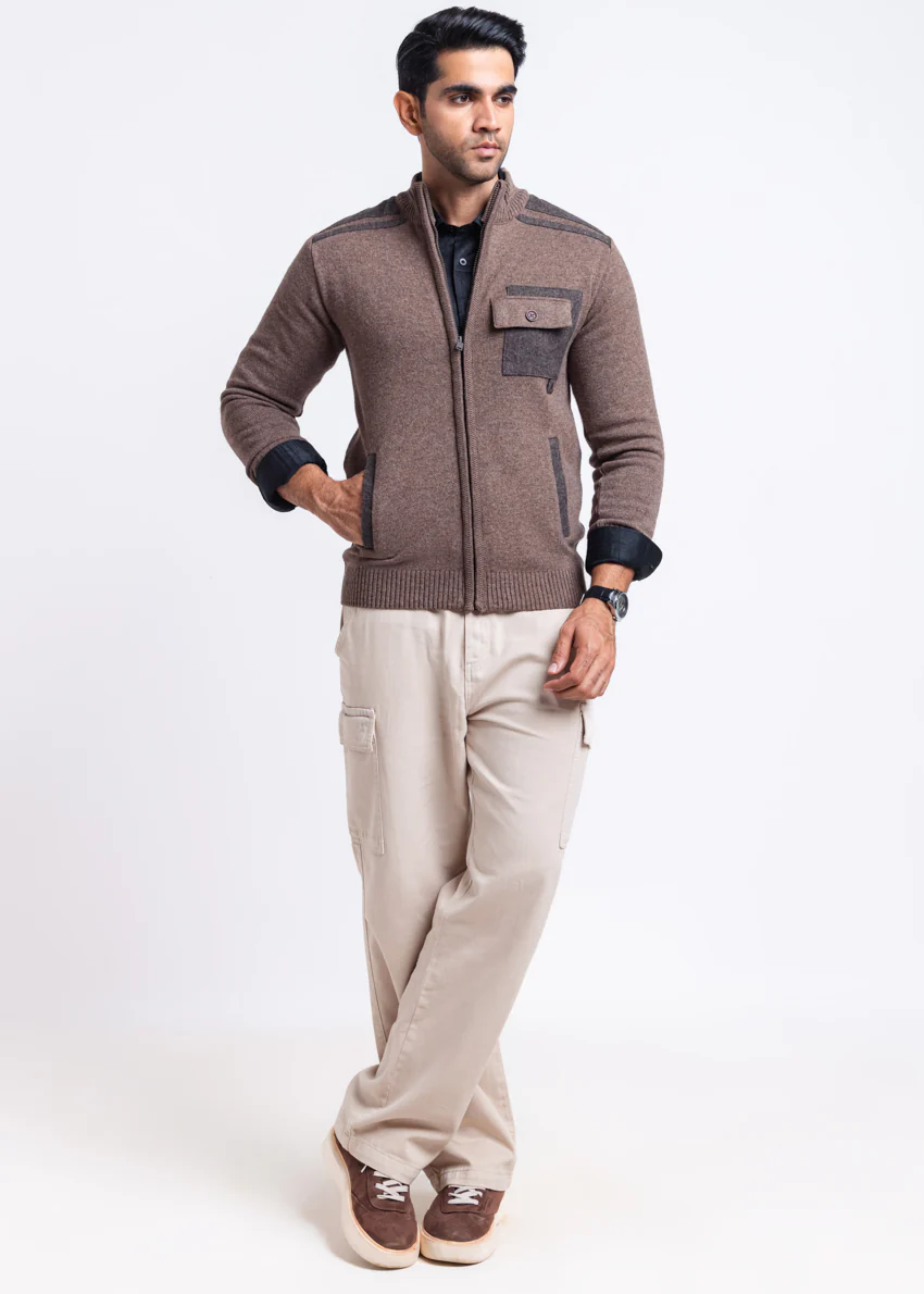 N-Sand-Turtle Neck Zipper Full Sleeves Sweater (905-14) - Image 2