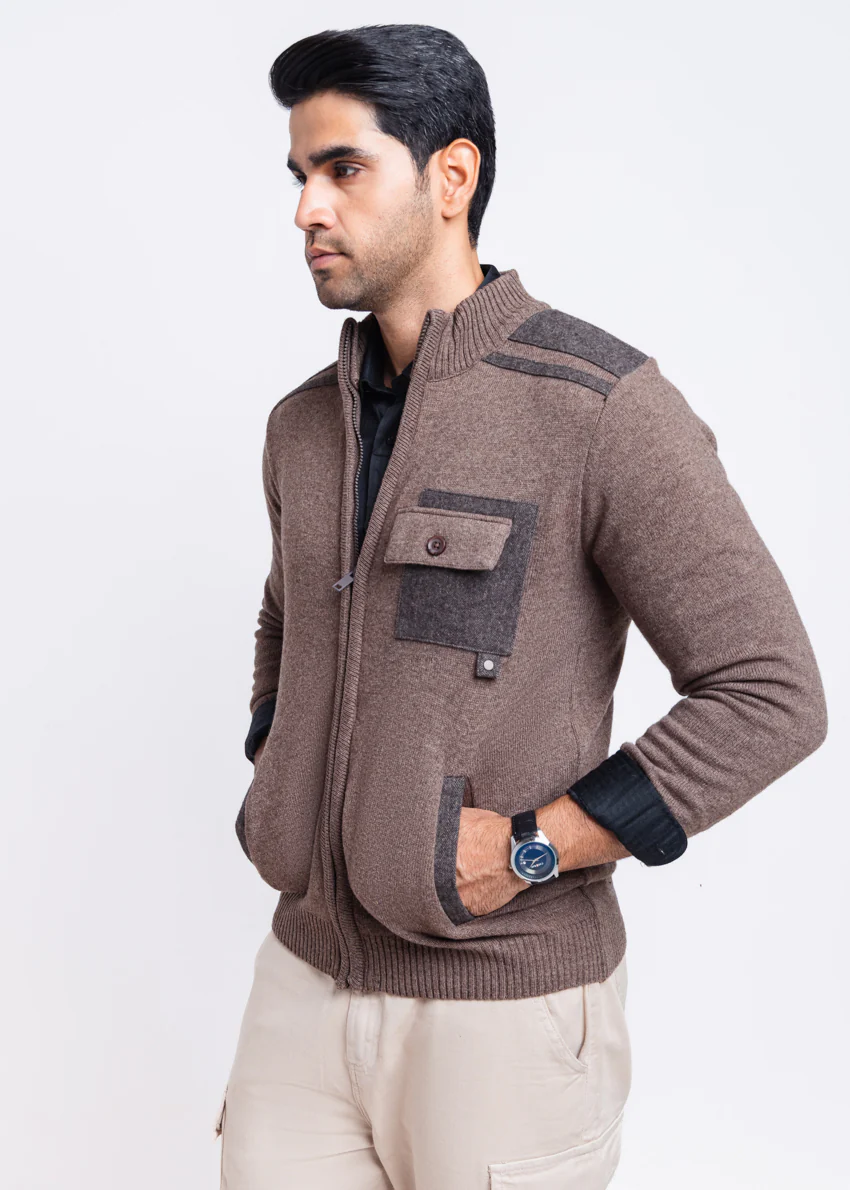 N-Sand-Turtle Neck Zipper Full Sleeves Sweater (905-14) - Image 3