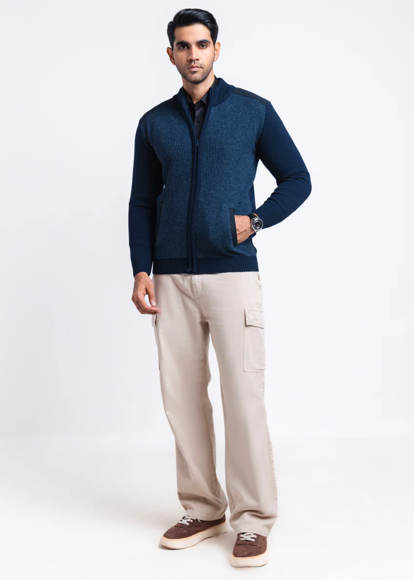 Dn-Blue-Turtle Neck Zipper Full Sleeves Sweater (907-14) - Image 3