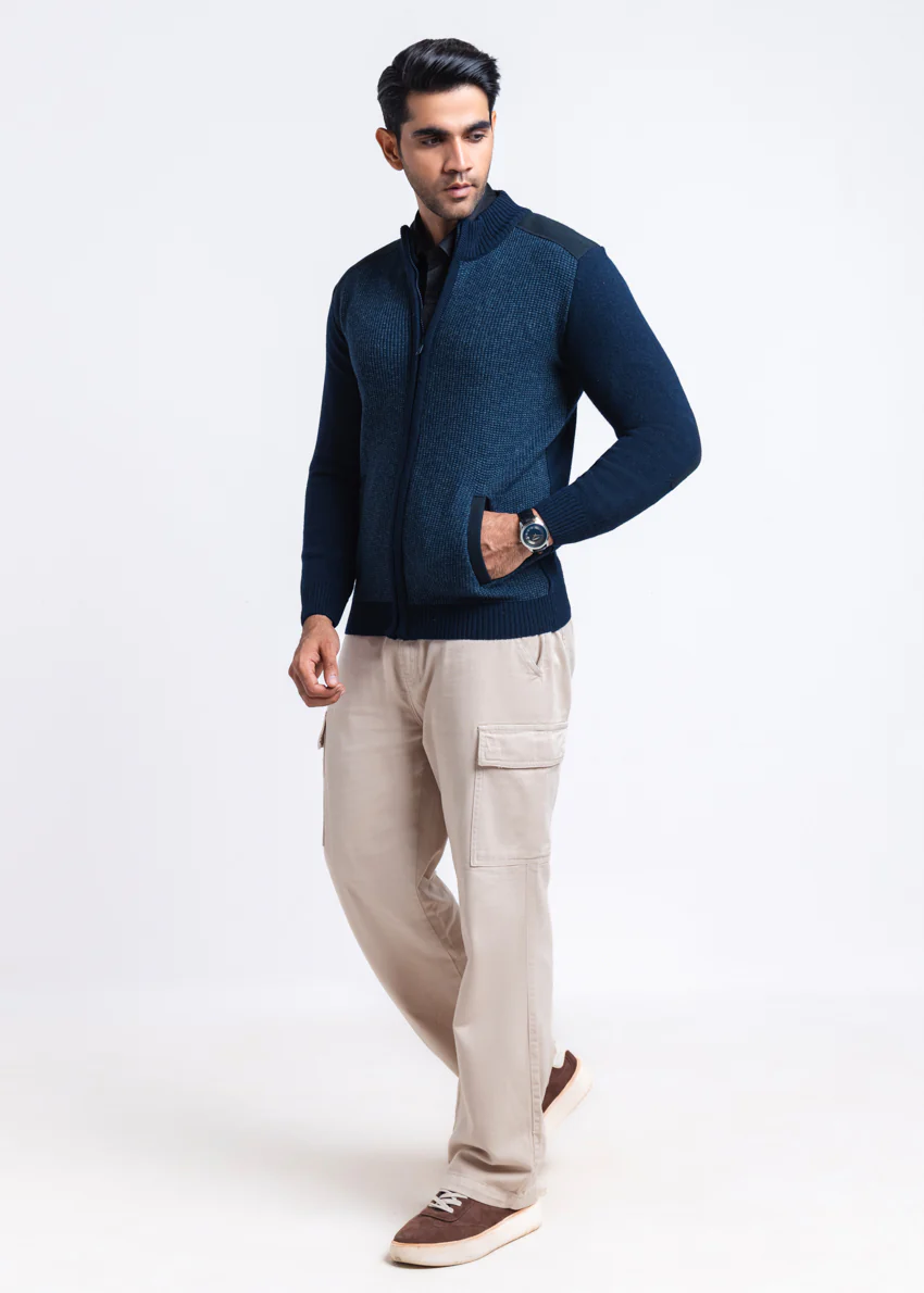 Dn-Blue-Turtle Neck Zipper Full Sleeves Sweater (907-14) - Image 4