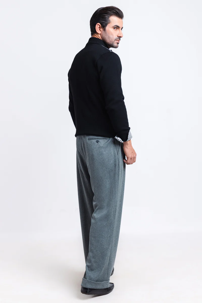 J-Black-Turtle Neck Zipper Full Sleeves Sweater (908-14) - Image 2