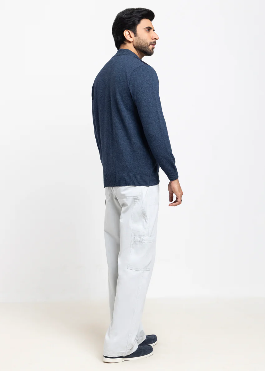 N-D-Blue-Turtle Neck Zipper Full Sleeves Sweater (909-14) - Image 2