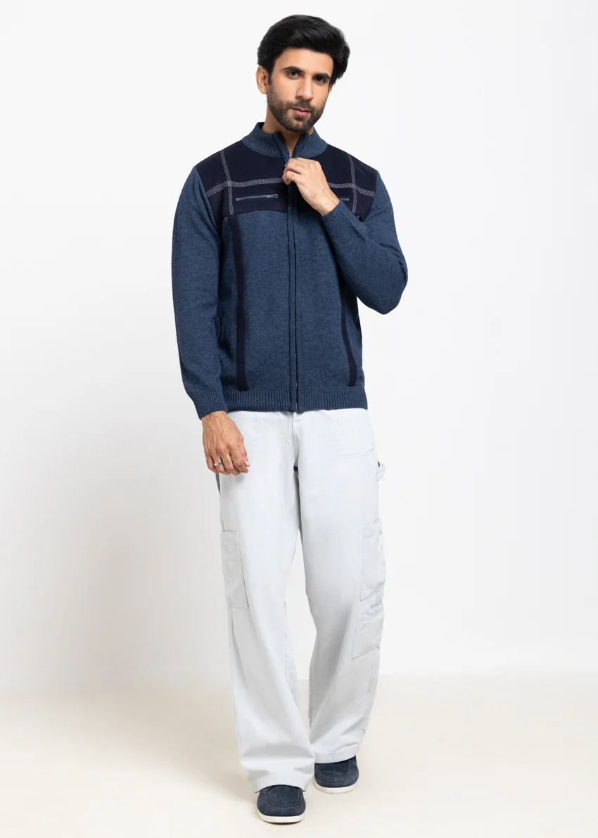 N-D-Blue-Turtle Neck Zipper Full Sleeves Sweater (909-14) - Image 4