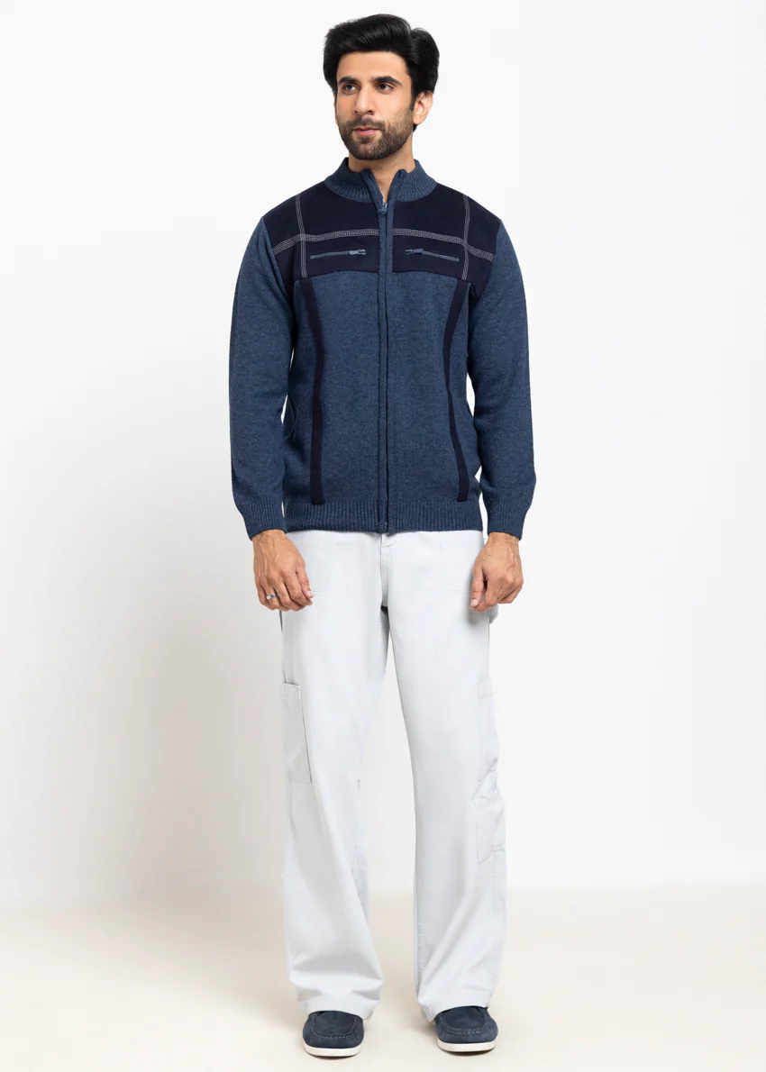 N-D-Blue-Turtle Neck Zipper Full Sleeves Sweater (909-14) - Image 5