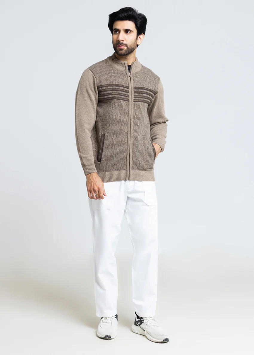 Walnut-Turtle Neck Zipper Full Sleeves Sweater (911-14) - Image 5