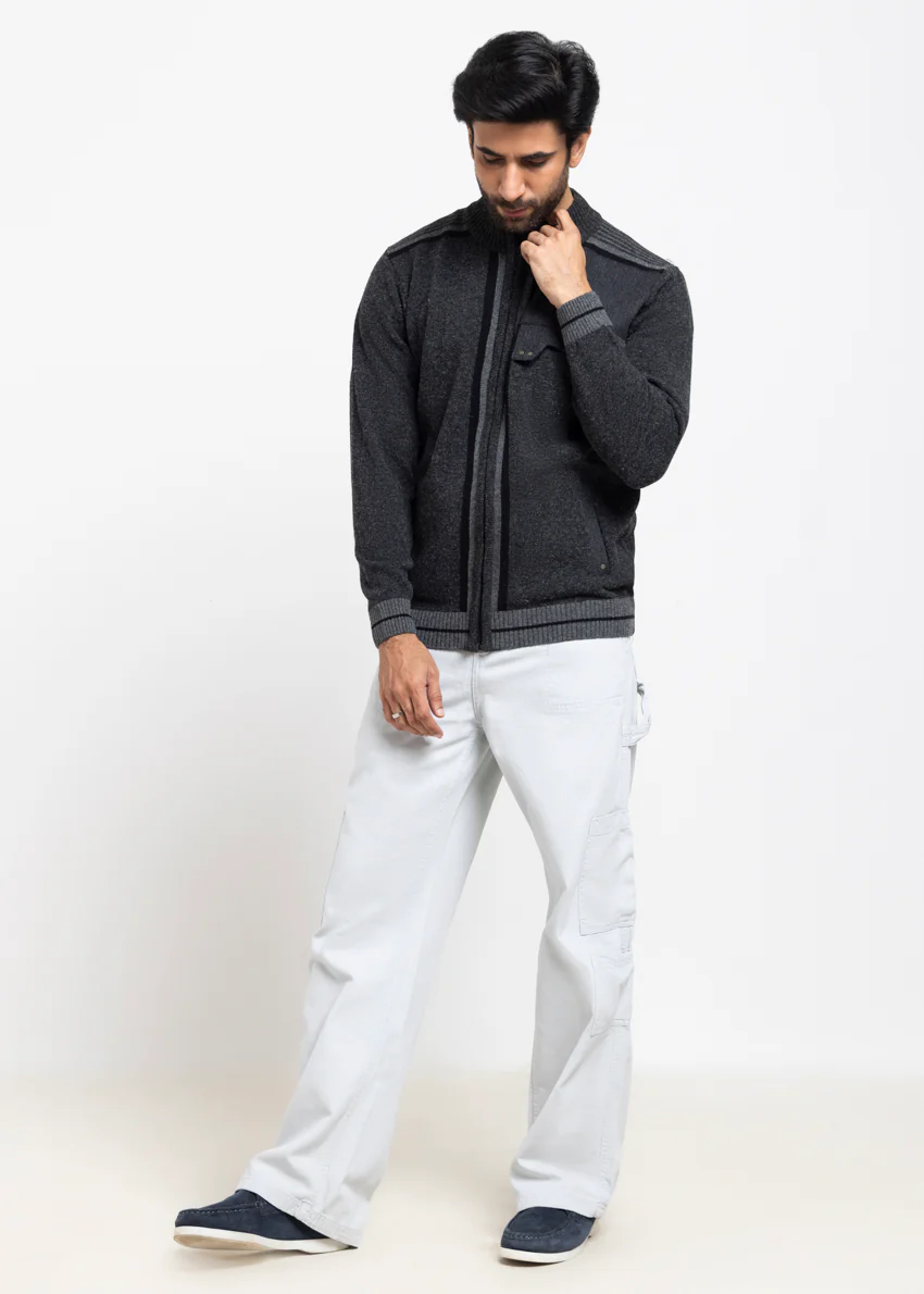 D-Black-Turtle Neck Zipper Full Sleeves Sweater (914-14) - Image 3