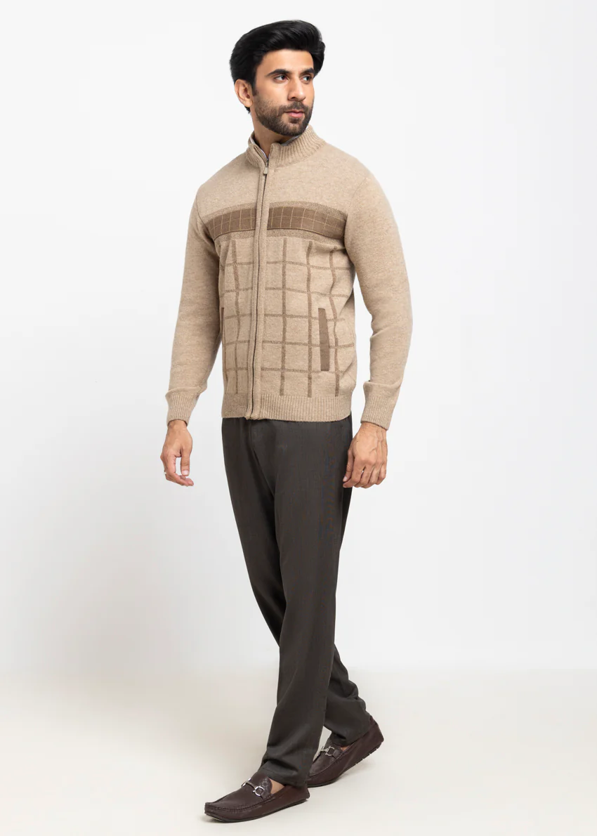Mashroom-Turtle Neck Zipper Full Sleeves Sweater (916-14) - Image 3