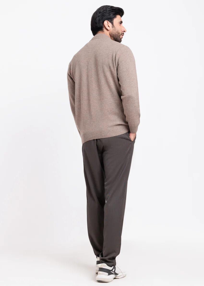 Ng-Beige-Turtle Neck Zipper Full Sleeves Sweater (917-14) - Image 2